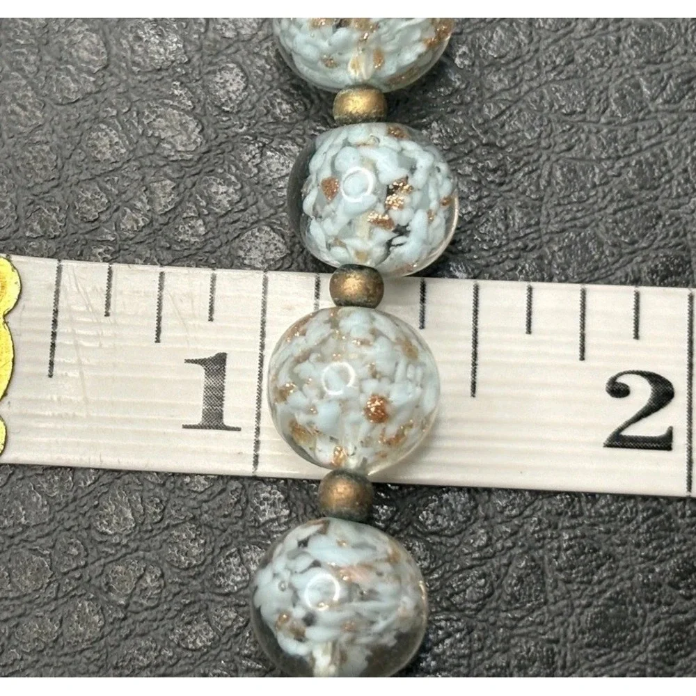 Vintage Venetian Speckled Glitter Glass Double 2 Strand Choker Necklace 14-17